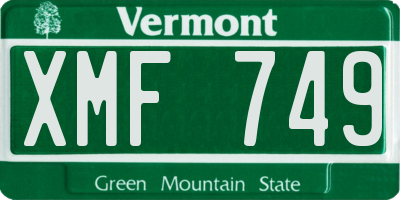 VT license plate XMF749
