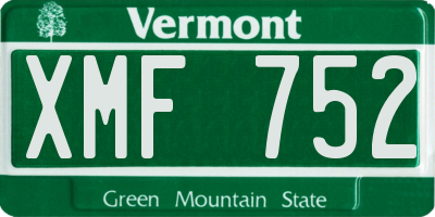 VT license plate XMF752