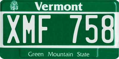 VT license plate XMF758