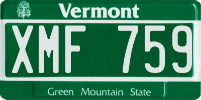 VT license plate XMF759