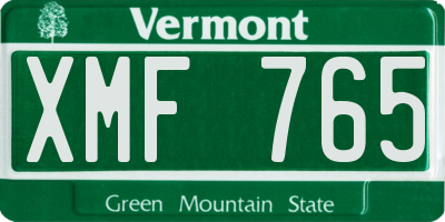 VT license plate XMF765