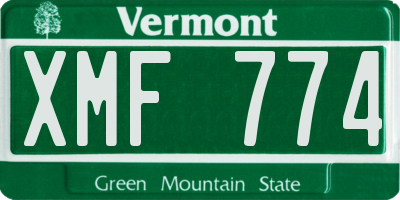 VT license plate XMF774