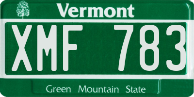 VT license plate XMF783