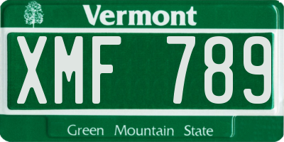 VT license plate XMF789