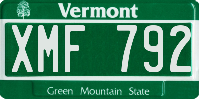 VT license plate XMF792