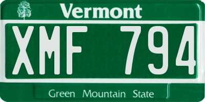 VT license plate XMF794