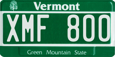 VT license plate XMF800