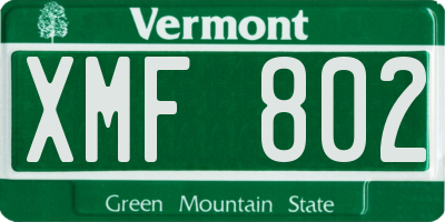 VT license plate XMF802