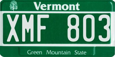 VT license plate XMF803