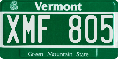 VT license plate XMF805