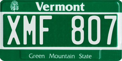 VT license plate XMF807