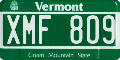 VT license plate XMF809