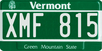 VT license plate XMF815