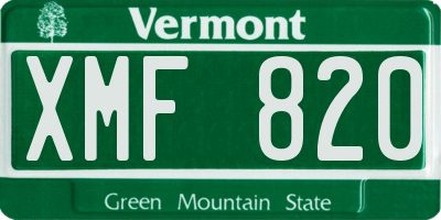 VT license plate XMF820