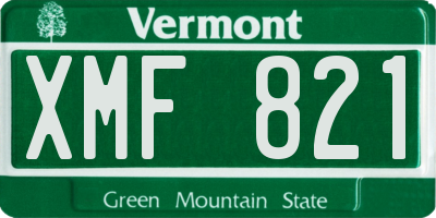 VT license plate XMF821