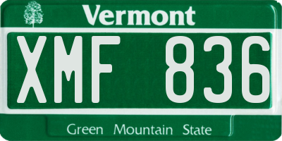 VT license plate XMF836