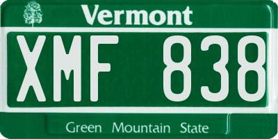 VT license plate XMF838