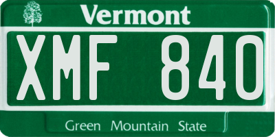 VT license plate XMF840