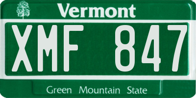VT license plate XMF847