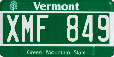 VT license plate XMF849