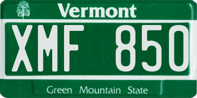 VT license plate XMF850