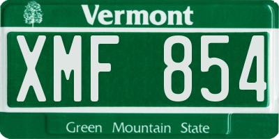 VT license plate XMF854