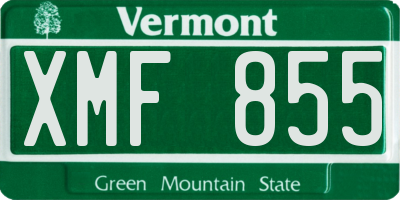 VT license plate XMF855
