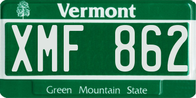 VT license plate XMF862