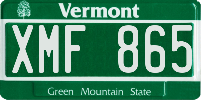 VT license plate XMF865