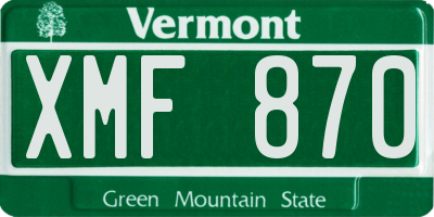 VT license plate XMF870