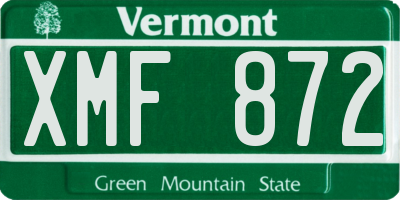VT license plate XMF872