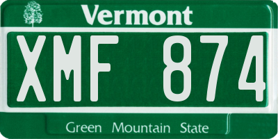 VT license plate XMF874
