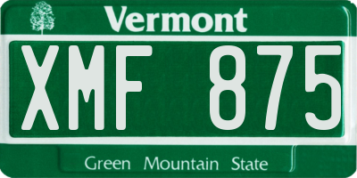 VT license plate XMF875