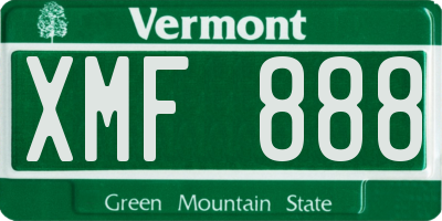 VT license plate XMF888