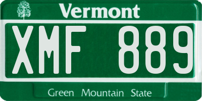 VT license plate XMF889
