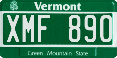 VT license plate XMF890
