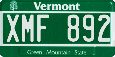 VT license plate XMF892