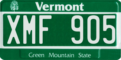 VT license plate XMF905
