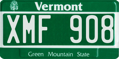 VT license plate XMF908