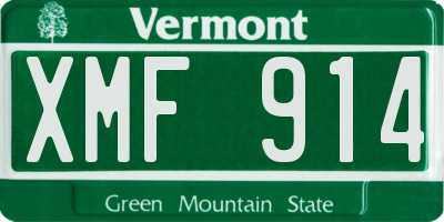VT license plate XMF914