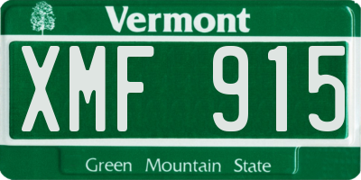 VT license plate XMF915