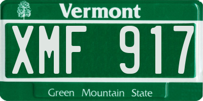 VT license plate XMF917