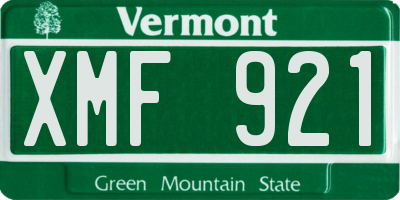 VT license plate XMF921