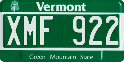 VT license plate XMF922
