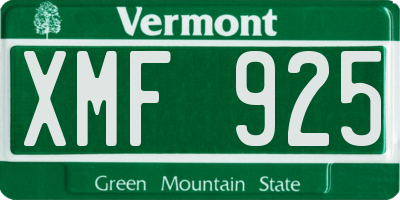 VT license plate XMF925