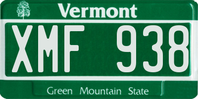 VT license plate XMF938