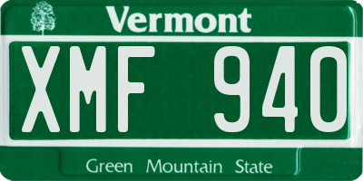 VT license plate XMF940