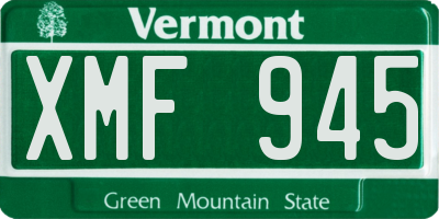 VT license plate XMF945