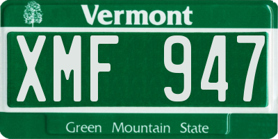 VT license plate XMF947