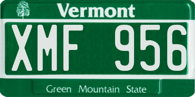 VT license plate XMF956
